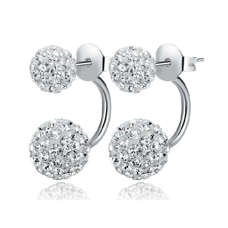 Fashion Temperament Stud Earrings Silver-plated Crystal New Jewelry Women \'s Luxury Shambhala Crystal Ball Stud Earrings