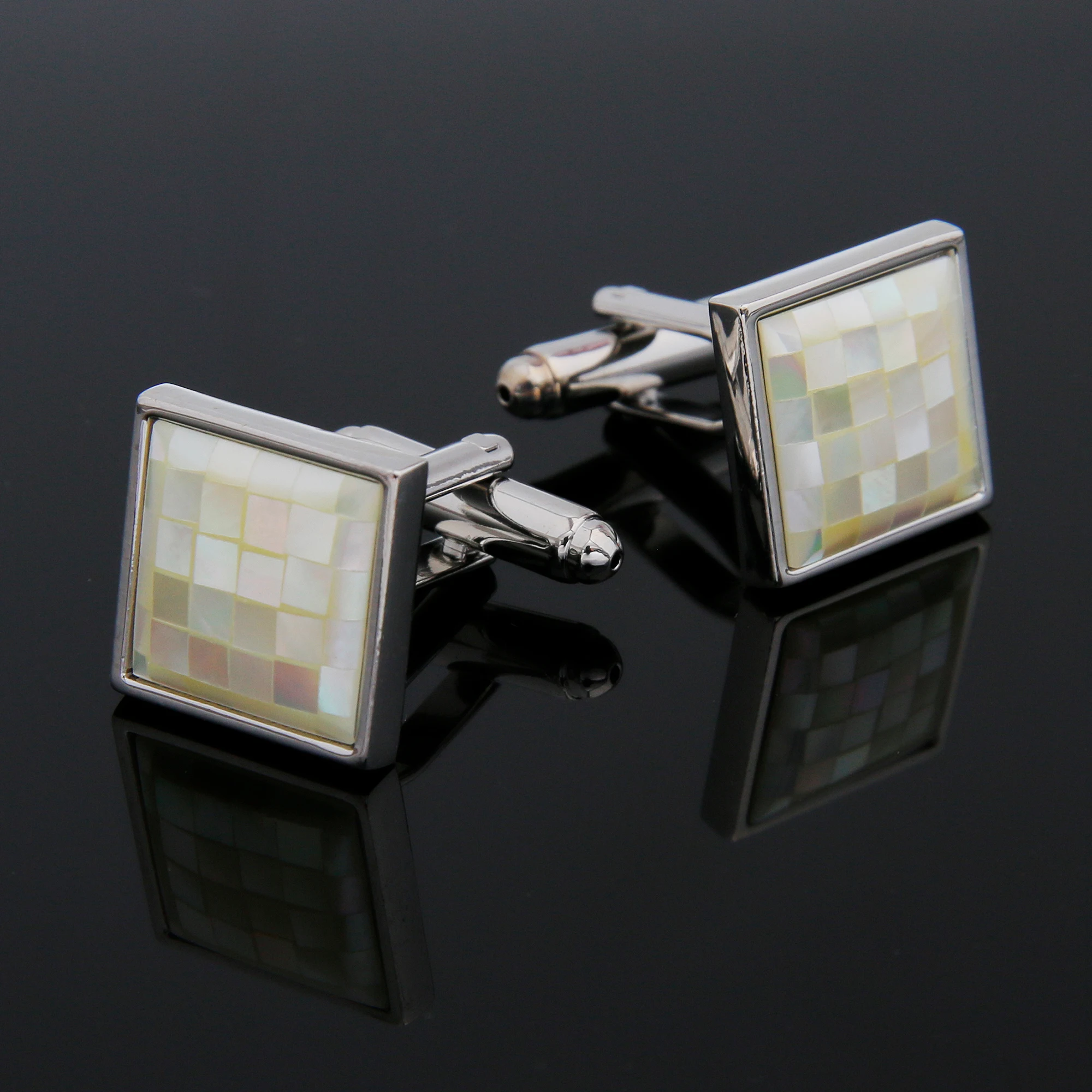 

Cufflinks for Men TOMYE XK24040 Luxury Shell Copper Square Silver Color Shirt Cuff Links