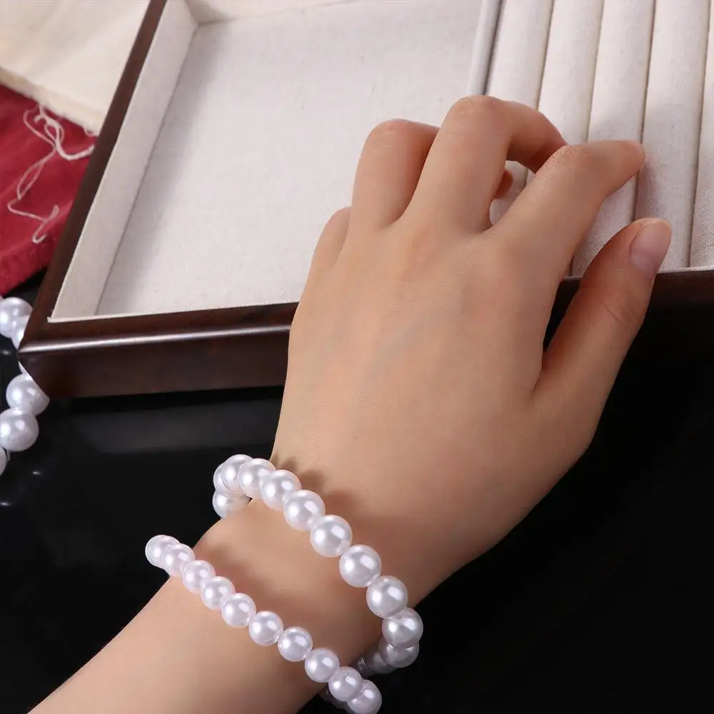 Luxuriöses Retro-Schmuckstück im süßen französischen Stil, elegantes, modisches Damen-Armband mit elastischem Band, koreanischer Stil, Perlenarmband – Detail 7