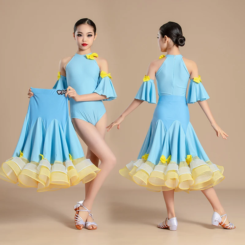 تنورة الرقص القياسية الوطنية للابنة، بدلة ضوابط فستان ممارسة المنافسة الاحترافية للفالس للأطفال