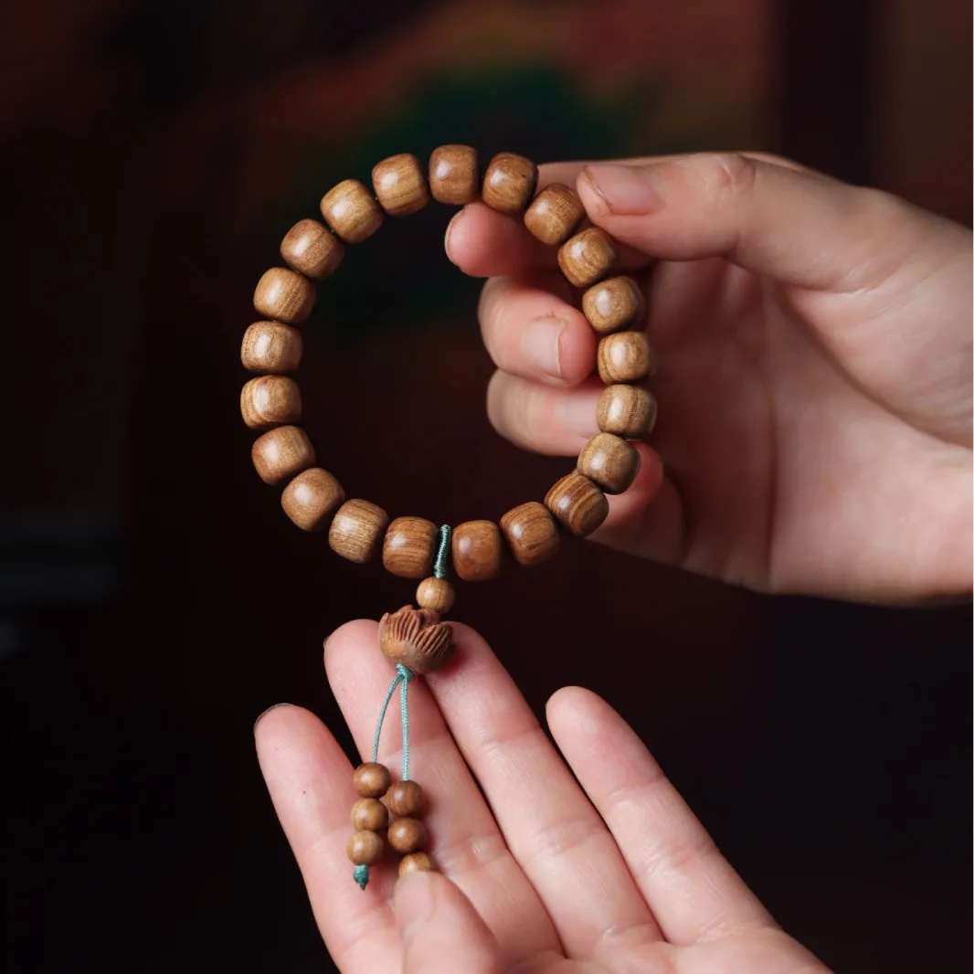 Natural Indian Laoshan Australian Sandalwood DIY Long Prayer Bead Necklace Unisex Collectible Buddhist Jewelry Festival Gift
