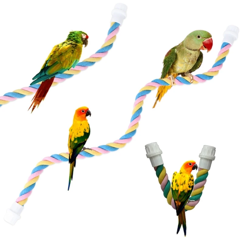 Parrot Climbing Cotton Rope Bird Toy U-shaped Pet Bird Stand Pole Easy Install