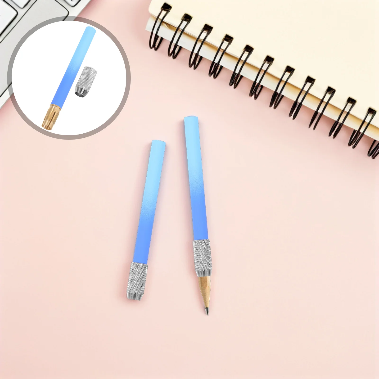 

4 pcs Pencil Extenders Adjustable Metal Handle Pen Holder Lengthener For School Art Students Writing Drawing Tool