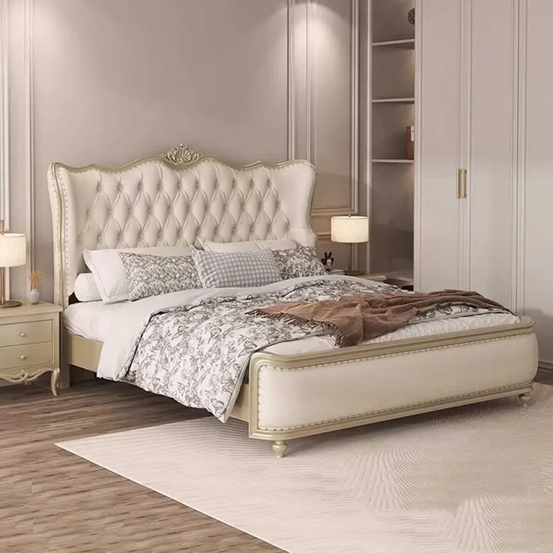 European Style Elegant Double Bed Princess American Modern Storage Double Bed Queen Luxury Letti Matrimoniali Bedroom Furniture