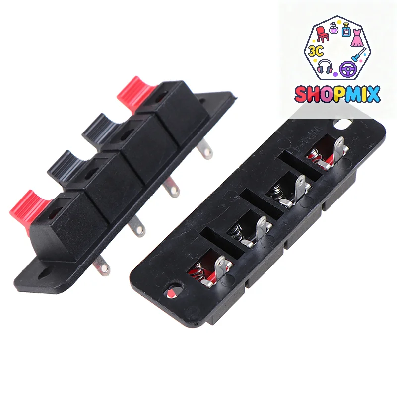 2Pcs 4 Positions Spring Connector Terminal Audio Speaker Terminals Wiring Clip