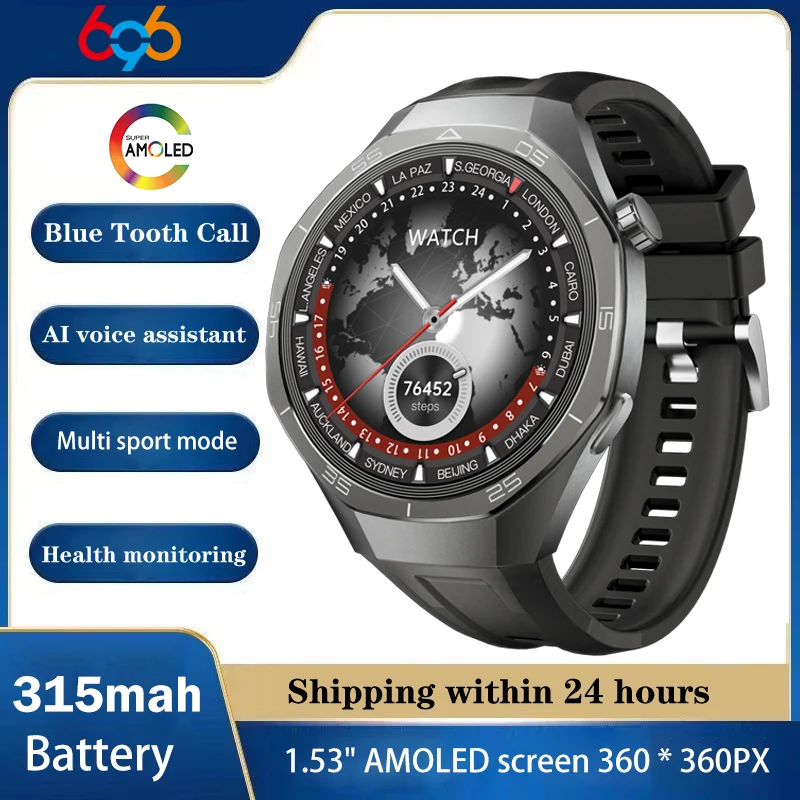 

Smart Watch AMOLED Screen Blue Tooth Call Health Waterproof Smartwatch Men Women Music Sports Fitness Information Push Bracelet