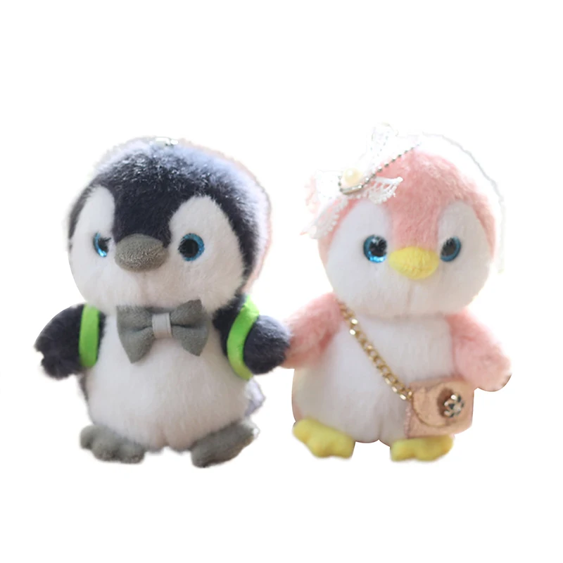 面白いかわいいバックパック弓ペンギンぬいぐるみソフトラグドールキーホルダーペンダントバッグぶら下げ装飾品キーホルダーぬいぐるみキッズギフト