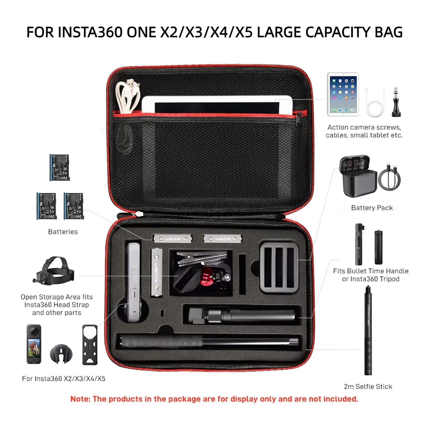 Carrying Case for Insta360 X6 X5 X4 X3 Camera Portable Storage Bag Protective Case For DJI Action 6 Gopro Camera Box Accessories