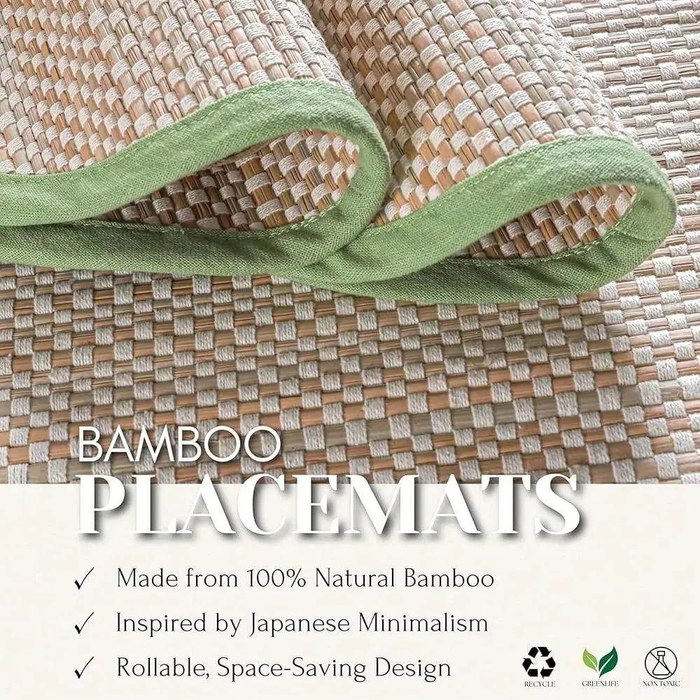 

Bamboo Placemats For Dining Table Set Of 10 Washable 14 Inches Round Square Place Mats Sushi Mats For Kitchen Table Outdoor Par