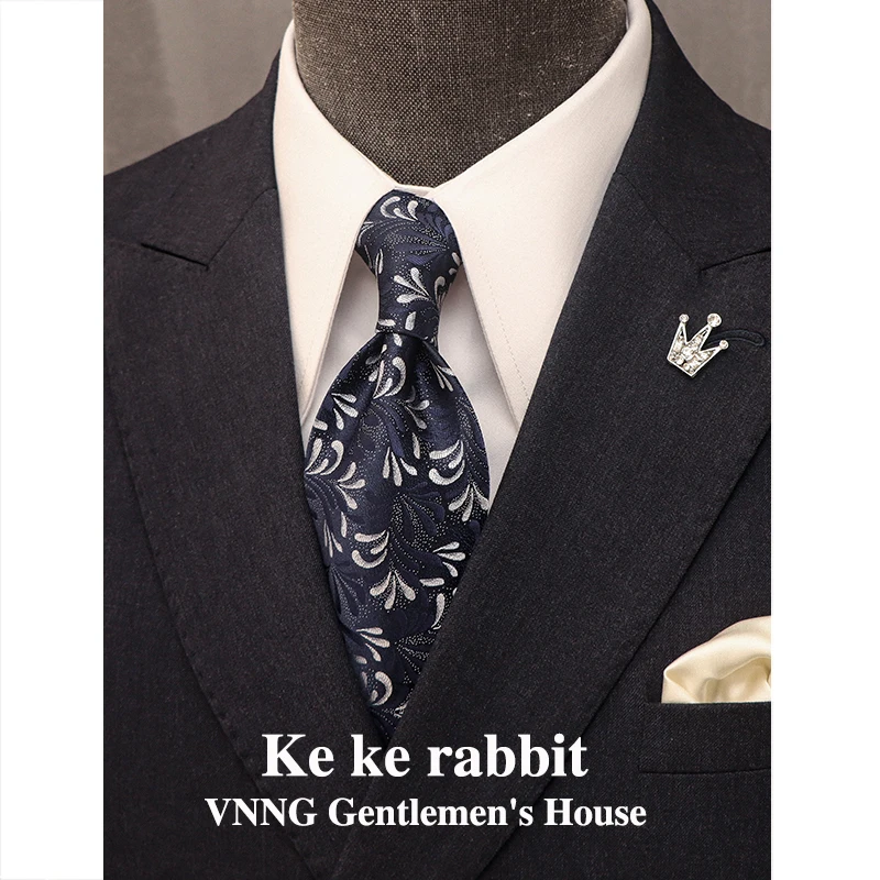 

High Quality Retro Style Brown Flower Pattern Tie For Men's Business Banquet Shirt Accessories 8CM Wide Handmade Knotted Tie