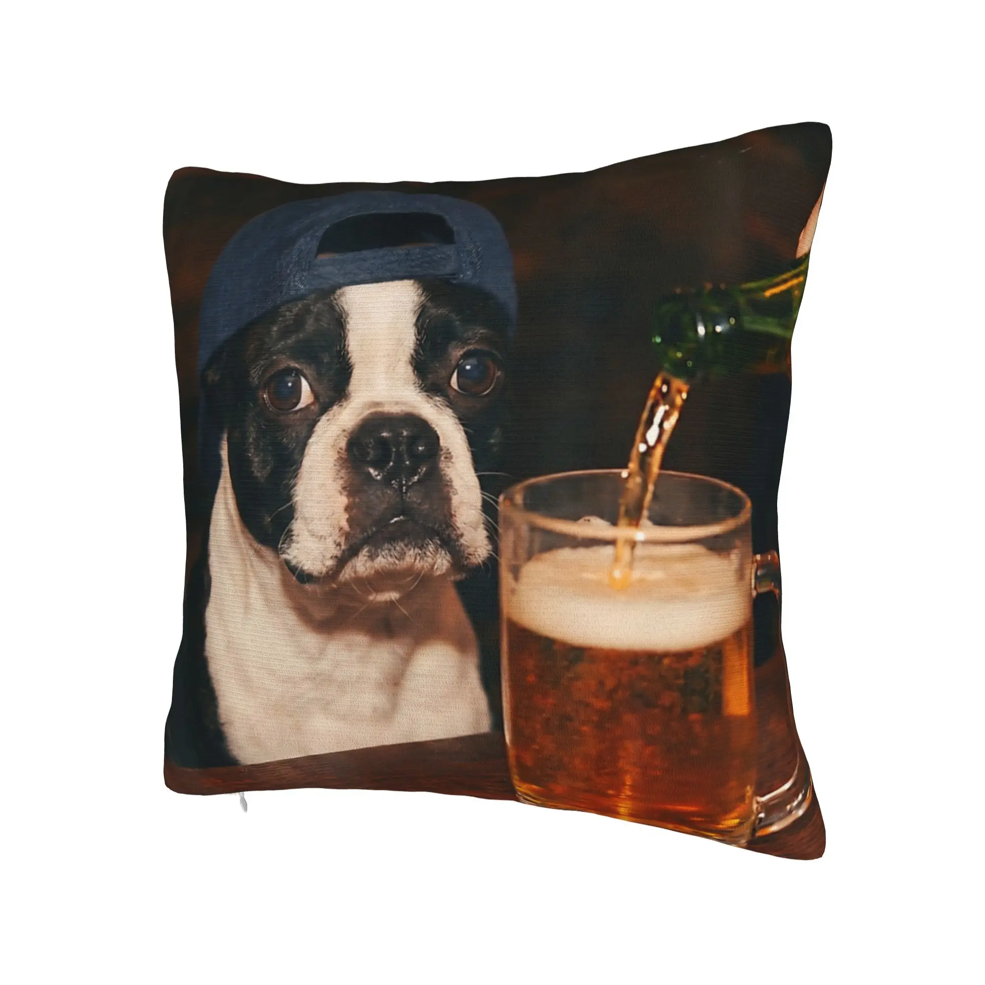Border Collie Drinking Beer Funny Dog Meme  Pillowcase Printing Cushion Cover Gift  Throw Pillow Case Cover Bedroom Multi Size