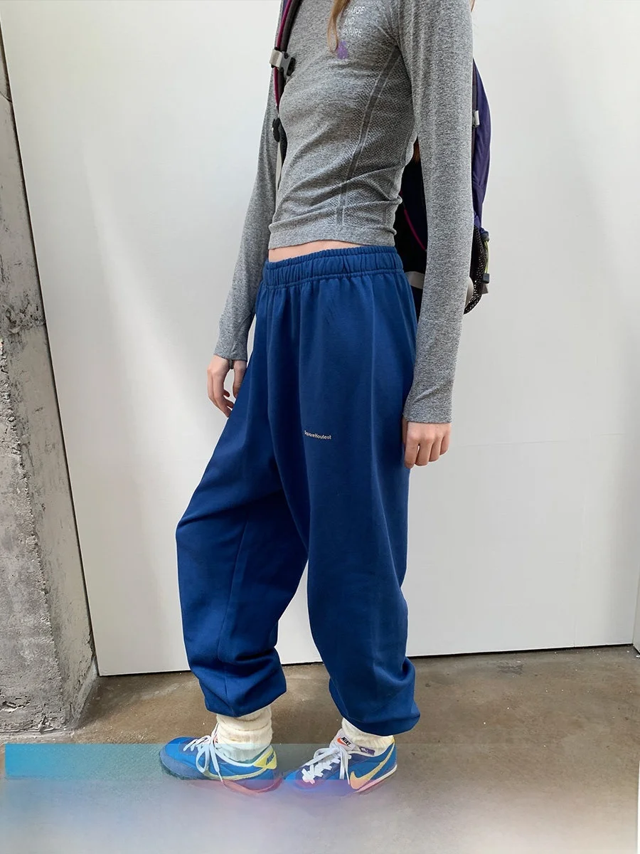 

Свободные повседневные хлопковые спортивные брюки для женщин, прямые брюки для фитнеса на открытом воздухе, спортивные брюки из чистого хлопка с манжетами, универсальные и удобные