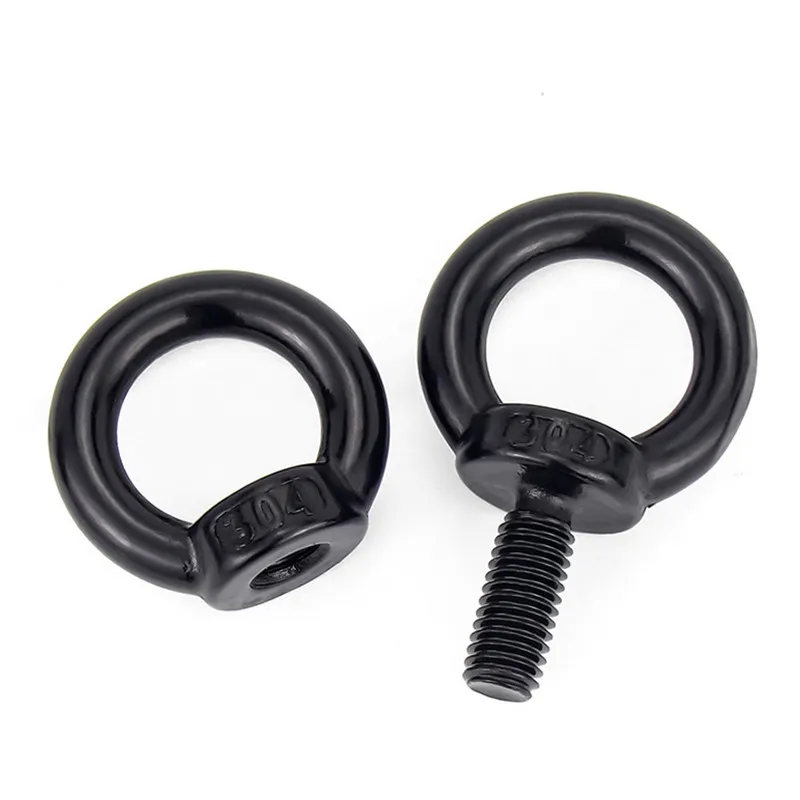 M3m4 M5 M6 M8 M10 M12 M14 M16 M18 M20 Black 304 Stianless Steel Marine Lifting Eye Screws/nut Ring Eyebolt Ring Hooking Nut Bolt