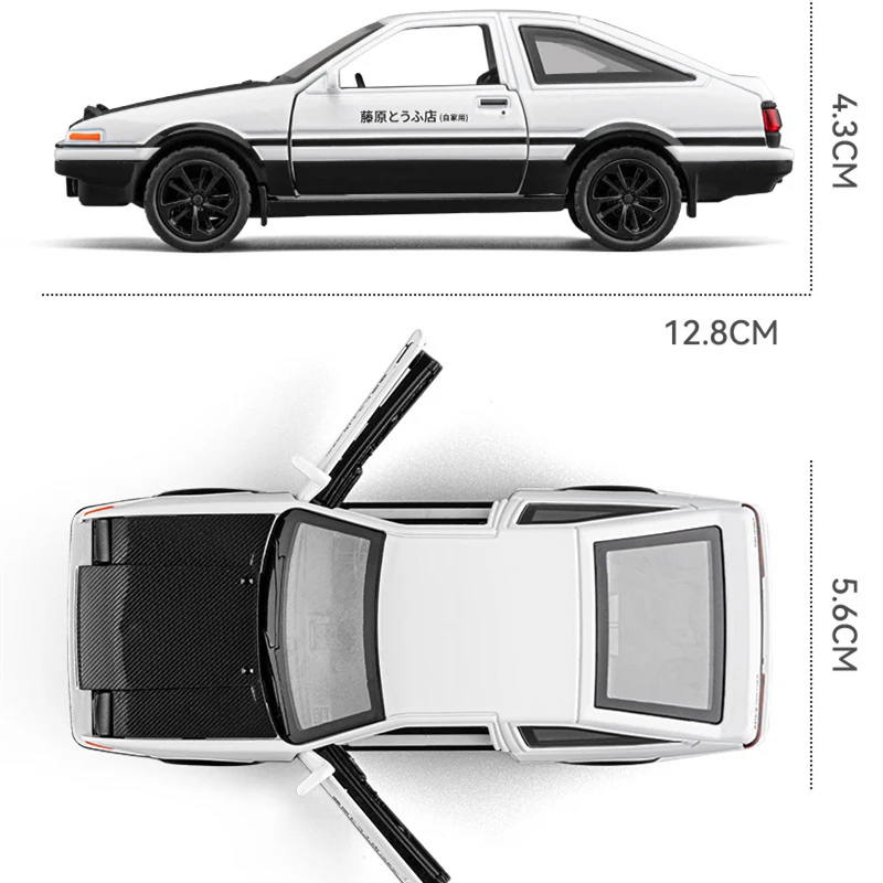 1:36 Movie Car INITIAL D AE86 Alloy Sports Car Model Diecasts Metal Racing Car Vehicles Model Sound and Light Childrens Toy Gift