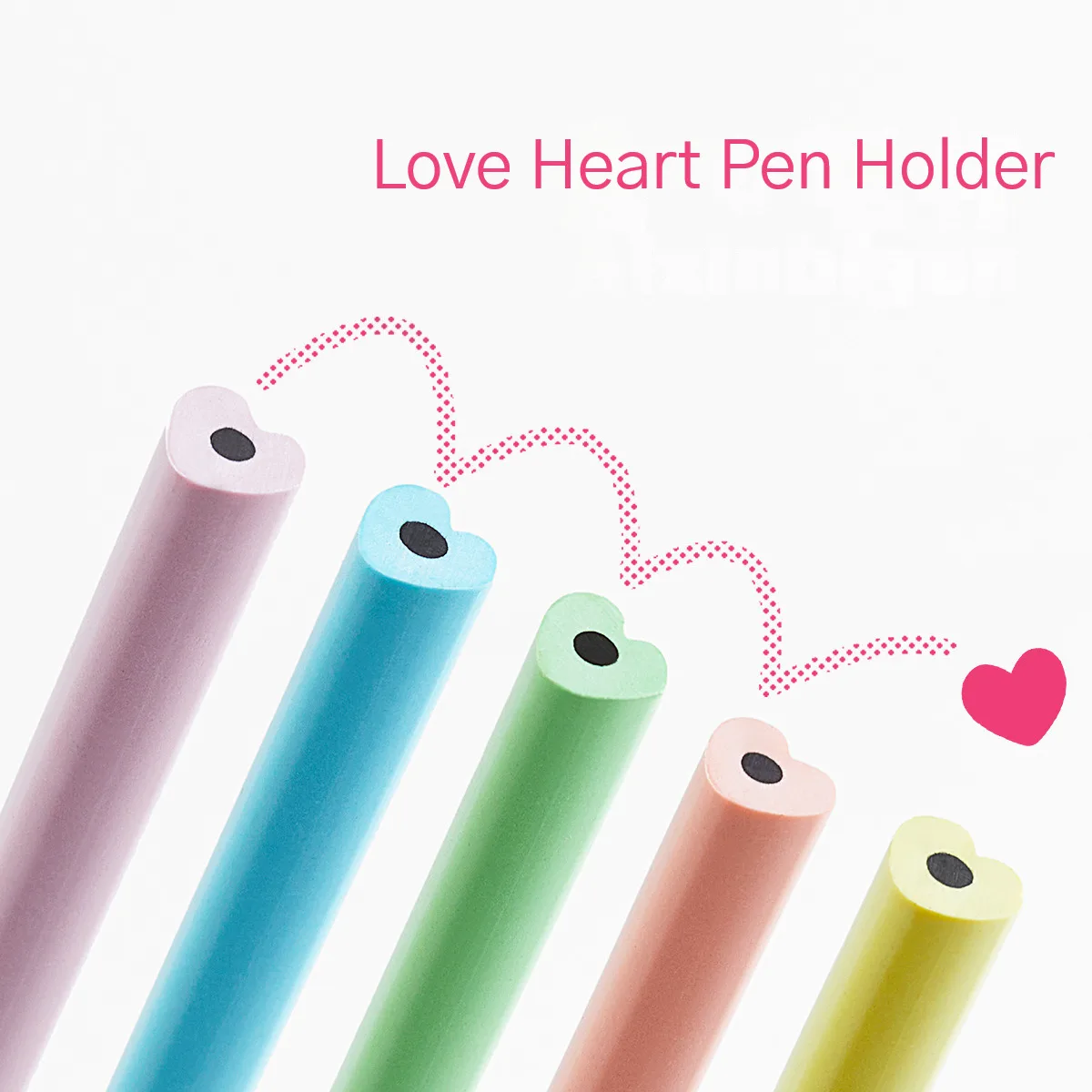 20Pcs/Lot Cute Love Pencil HB Resin Heart Shaped Macaron Color Pen Holder Writing Pen Drawing Pencil Sketch Kids School Supplies