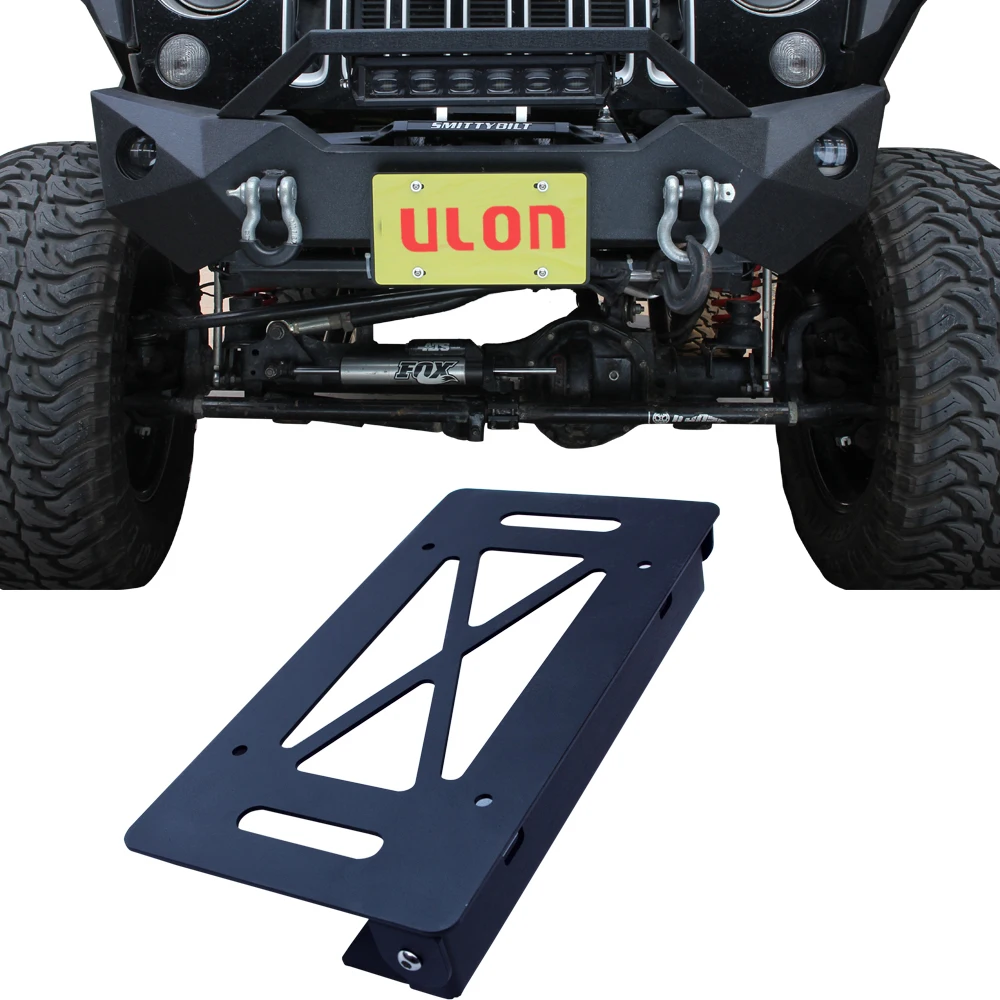 Flip-Up License Plate Holder for Winch Front License Plate for Jeep Wrangler TJ YJ JK JKU JL and Gladiator JT Truck Tacoma Tundr