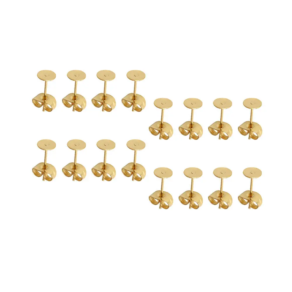 

50pcs Stainless Steel Earring Studs 5Mm Flat Pad For Diy Jewelry Making Craft Supplies Replacement Posts Women Golden