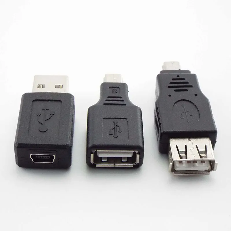 USB 2.0 A Female Male To Mini B 5-Pin Female/Male Connector Adapter For Mini Type-A B Jack Splitter PC Smart Phone OTG Converter