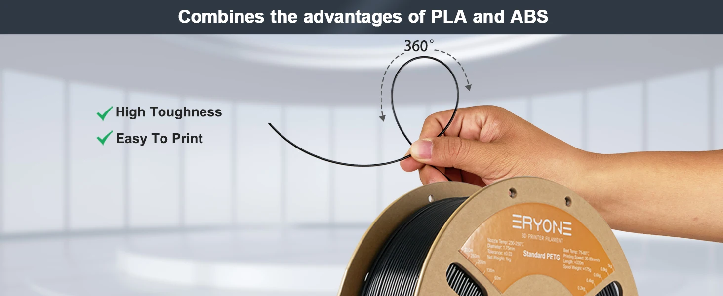 ERYONE 10KG Standard PETG Filament 1,75mm für 3D-Druck, Mehrfarbig Erhältlich, PETG-Filament, 3D-Filament Großhandel, 1KG/Spule – Detail 2