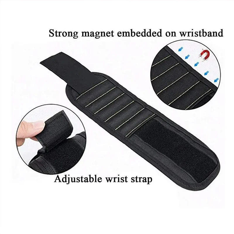 Strong Magnetic Wristband Portable Tool Bag Electrician Adjustable Wrist Belt Screws Small Metal Nails Bolts