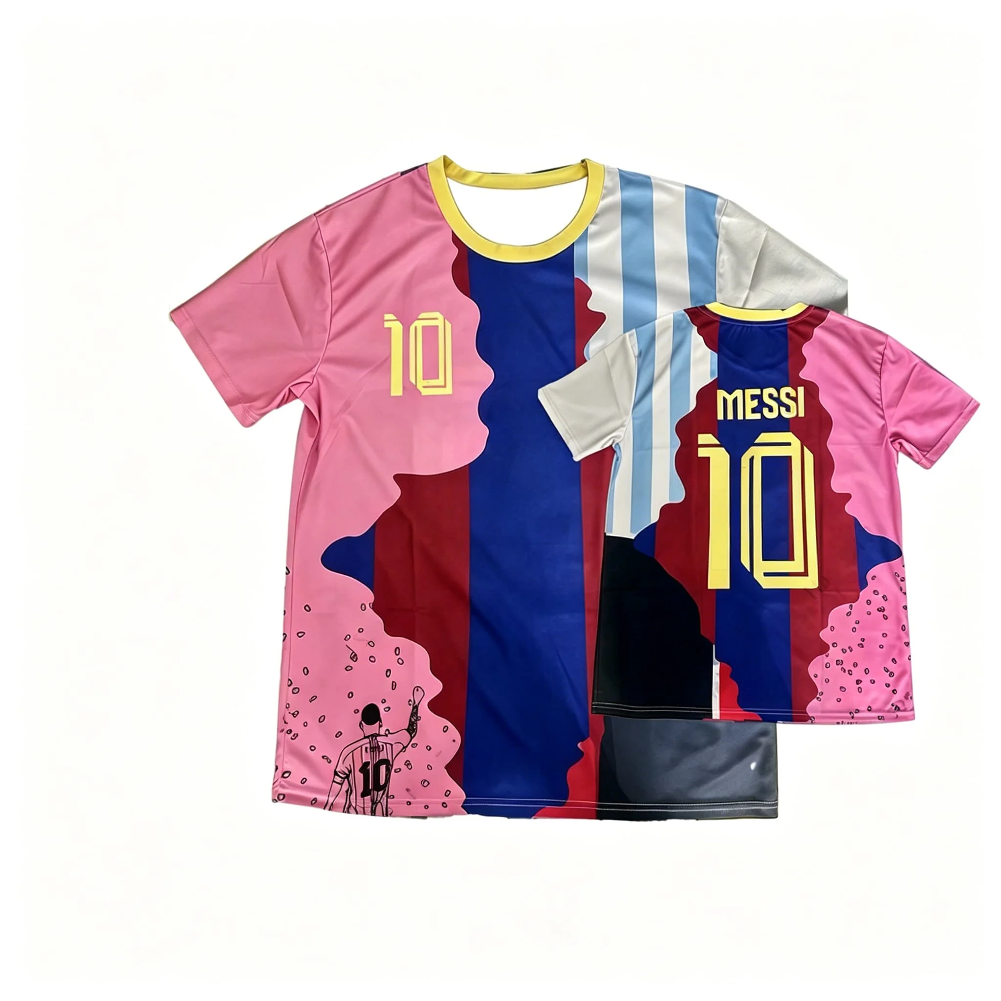 Messi Nr. 10 Gedenk-Fußballtrikot Herren T-Shirt Damen T-Shirt Jungen Top Kinder Eltern-Kind Schnelltrocknend Kurzarm Kinder T-Shirt – Detail 2