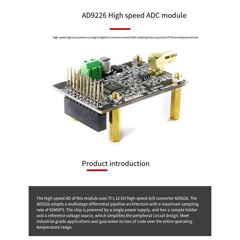 High Speed ADC Module Signal Acquisition, analógico para conversão digital, PCB, 65M Sampling FPGA Development Board, AD9226