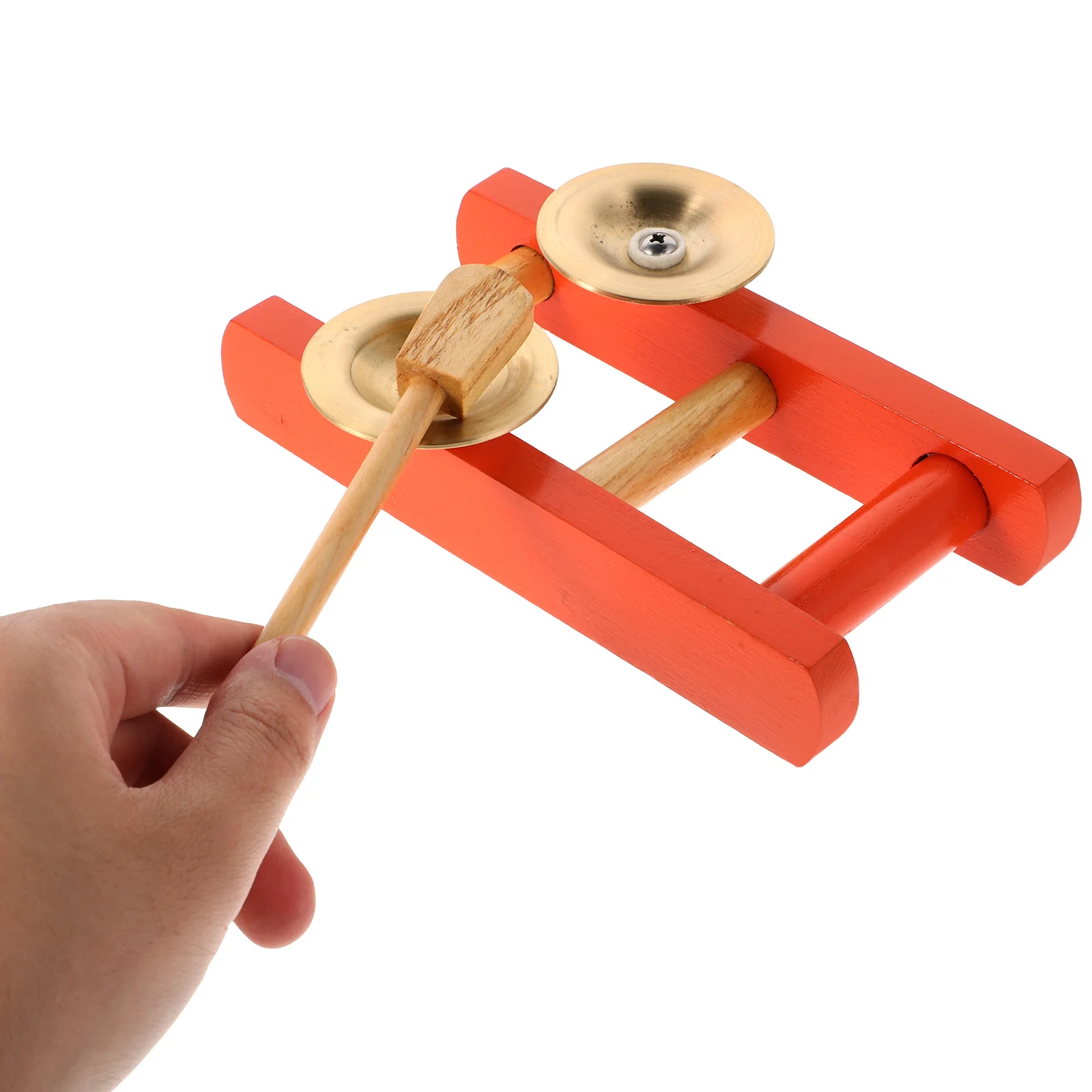

Children Copper Cymbals Hand Finger Kids Musical Instruments Toddler Brass Wood Tambourine Percussion Lightweight Durable Stand