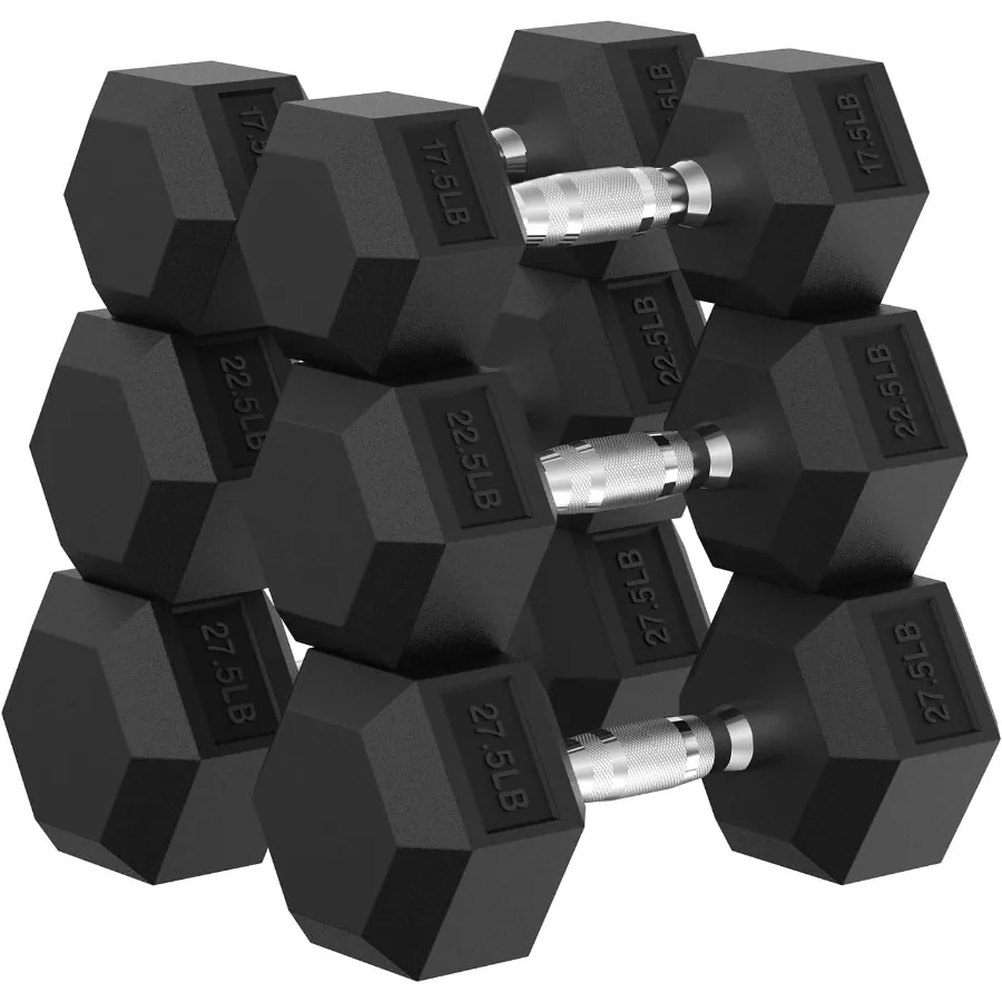 مجموعة دمبل سداسية بوزن 45135 رطل من المطاط المطلي لصالة الألعاب الرياضية المنزلية لتدريبات القوة وتدريبات اللياقة البدنية وأوزان يدوية قابلة للتعديل #1