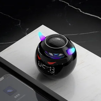 Bluetooth Speaker Clock Music Player with LED Digital Alarm Sound Wireless Ball Shape Clock Speaker Mini Speaker Alarm Clock