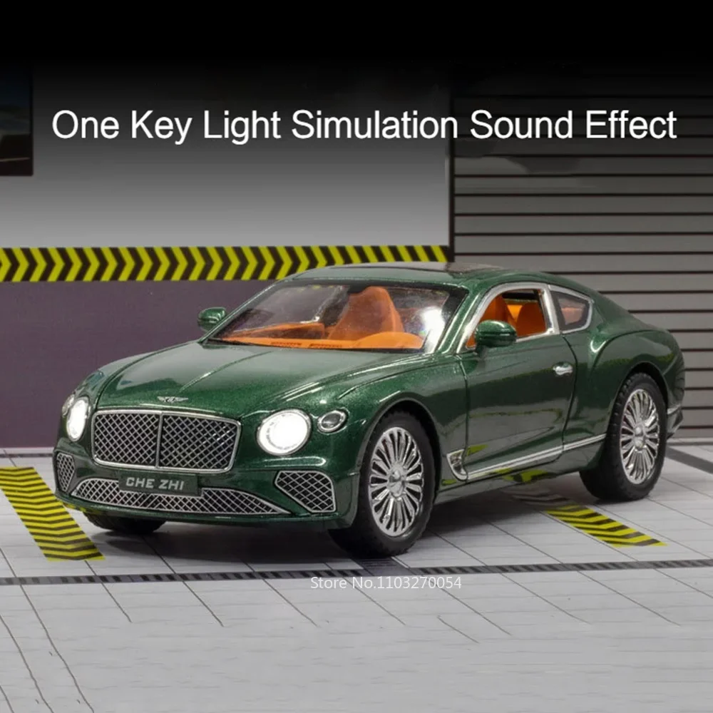 1/24 Continental GT Mulsanne Speelgoed Model Auto Legering Diecast Voertuig Deuren Geopend Rubberband Geluid Licht Trek Speelgoed Cadeau voor Kid