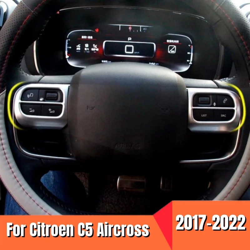 

ABS Plastic Car Steering Wheel Button Cover Trim Interior Styling Decoration For Citroen C5 Aircross 2017-2021 2022 Accessories