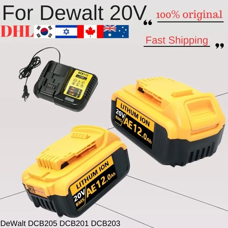 MAX Battery DCB200 20V Lithium Replacement Battery For Dewalt 18V DCB184 DCB200 DCB182 DCB180 DCB181 DCB182 DCB201 DCB206