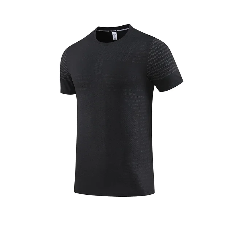 Summer men sports short sleeve T-shirt running breathable fitness loose round neck ice silk quick drying undershirt