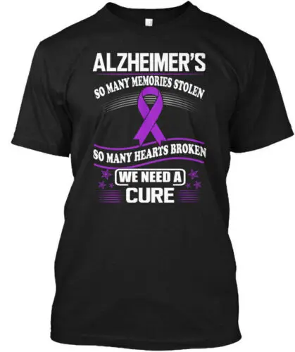 Alzheimers Many Hearts Broken Alzheimers So T-Shirt Made in USA Size S to 5XL