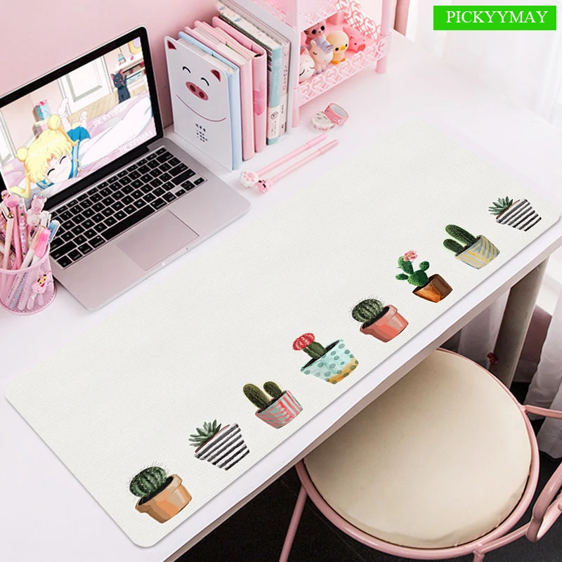 Kawaii Computer Mouse Pad Cute Plant Large Mouse Mat Big Desk Mat  Mousepad For Laptop PC Waterproof Big Cute Keyboard Mat