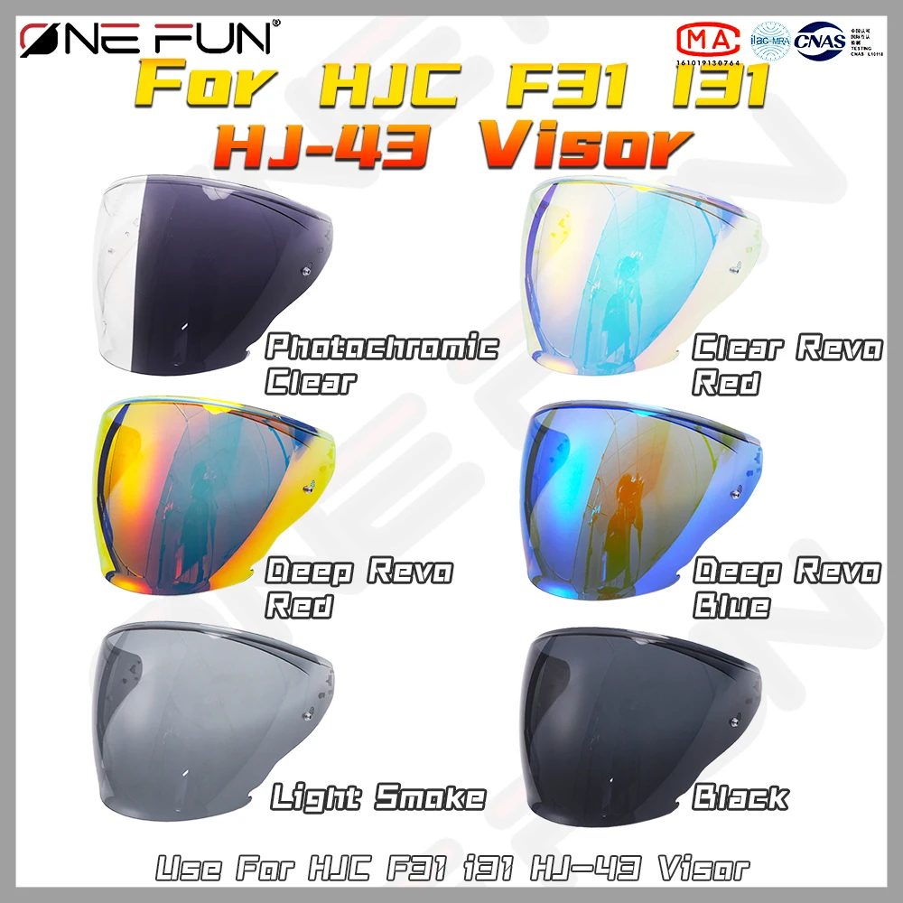 For HJC F31 I31 HJ-43 Half Helmet Motorcycle Dual Photochromic Visor Anti-Fog UV Protection Quick Release Day & Night Riding