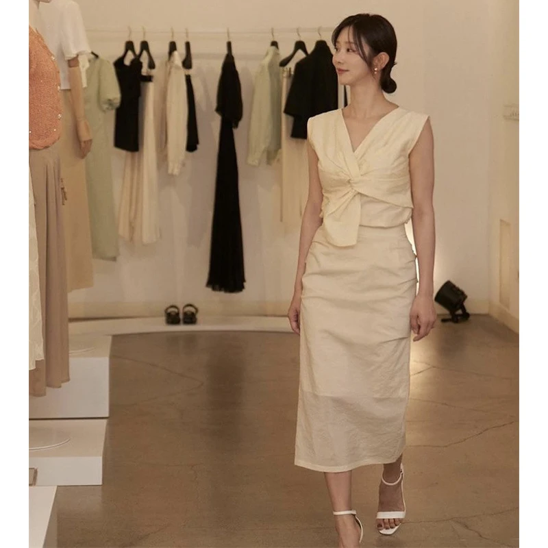 

Ele романтический дизайн, лето 25, плиссированный большой галстук-бабочка с v-образным вырезом, женский 2 цвета, французский облегающий крой