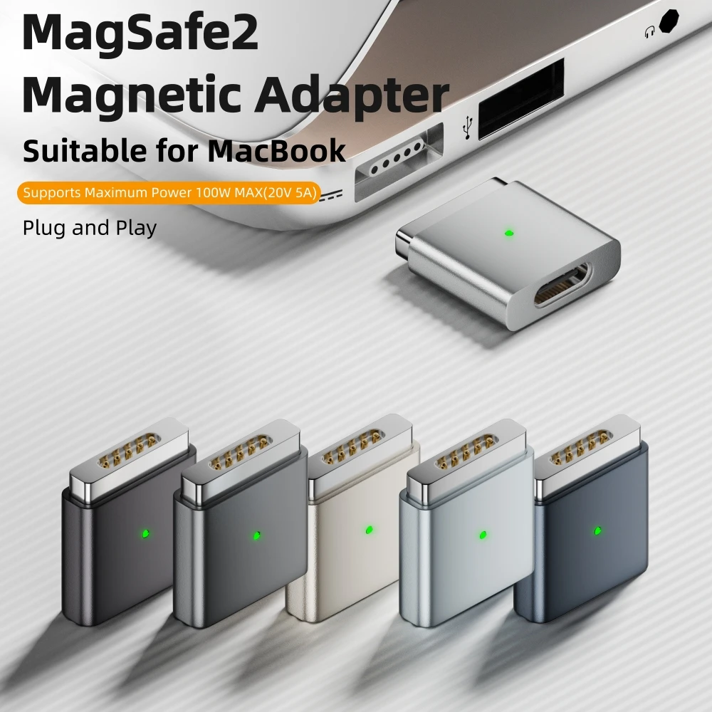 محول جديد من النوع C إلى MagSafe 2 لعام 2025، محول شحن مغناطيسي PD بقدرة 100 وات T-Tip لجهاز MacBook Pro/Air، شحن آمن وسريع
