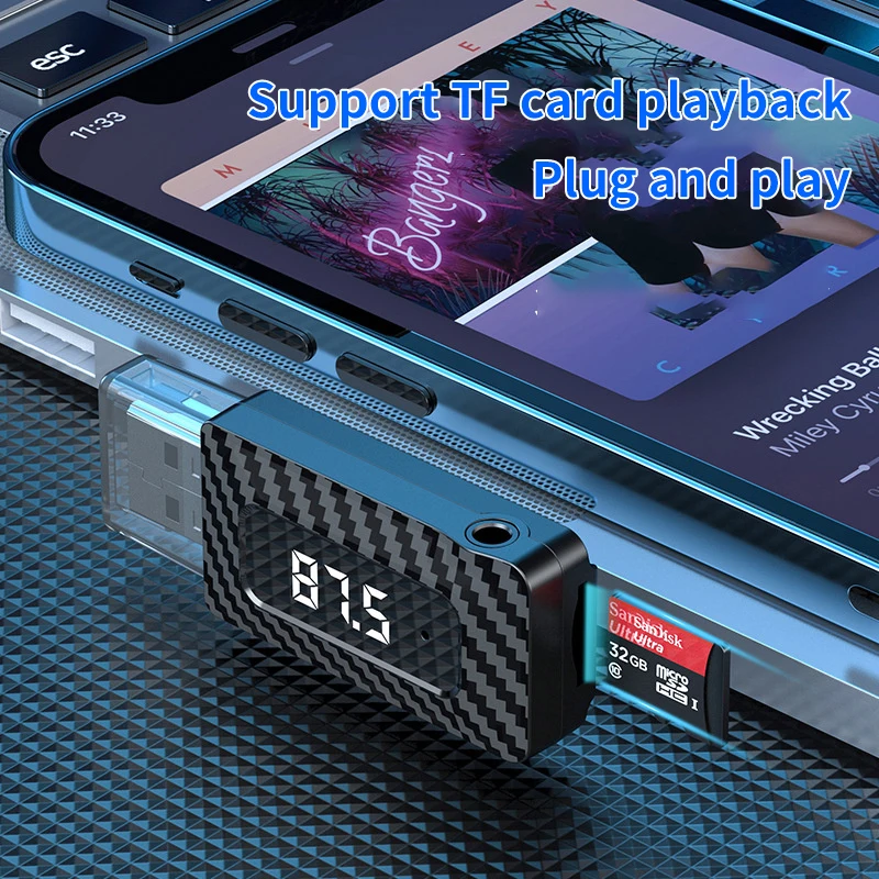 Bluetooth Car Adapter Wireless FM Transmitter Bluetooth Receiver Wireless Adapter Stereo Audio Input Output For Truck Auto