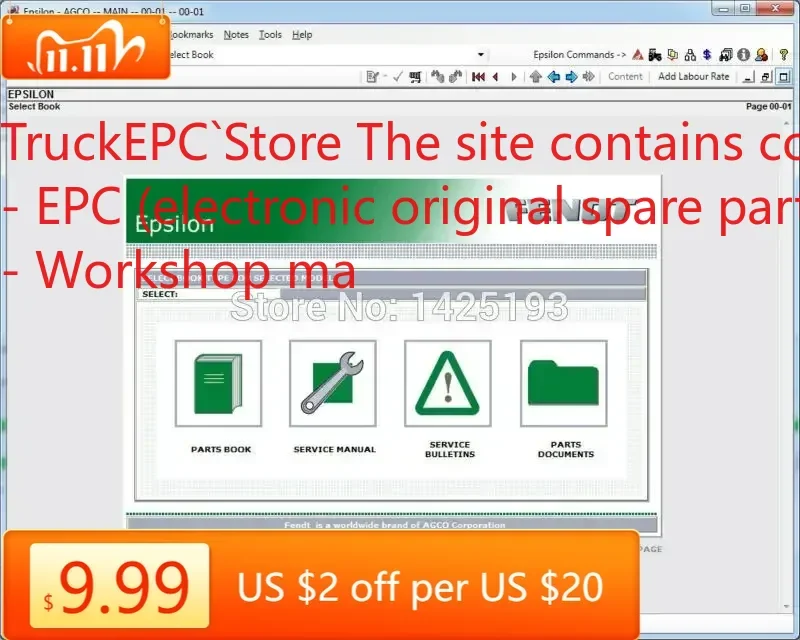 TruckEPC FENDT Pezzi di ricambio Libri e manuali di riparazione 2022 UK+SA+NA