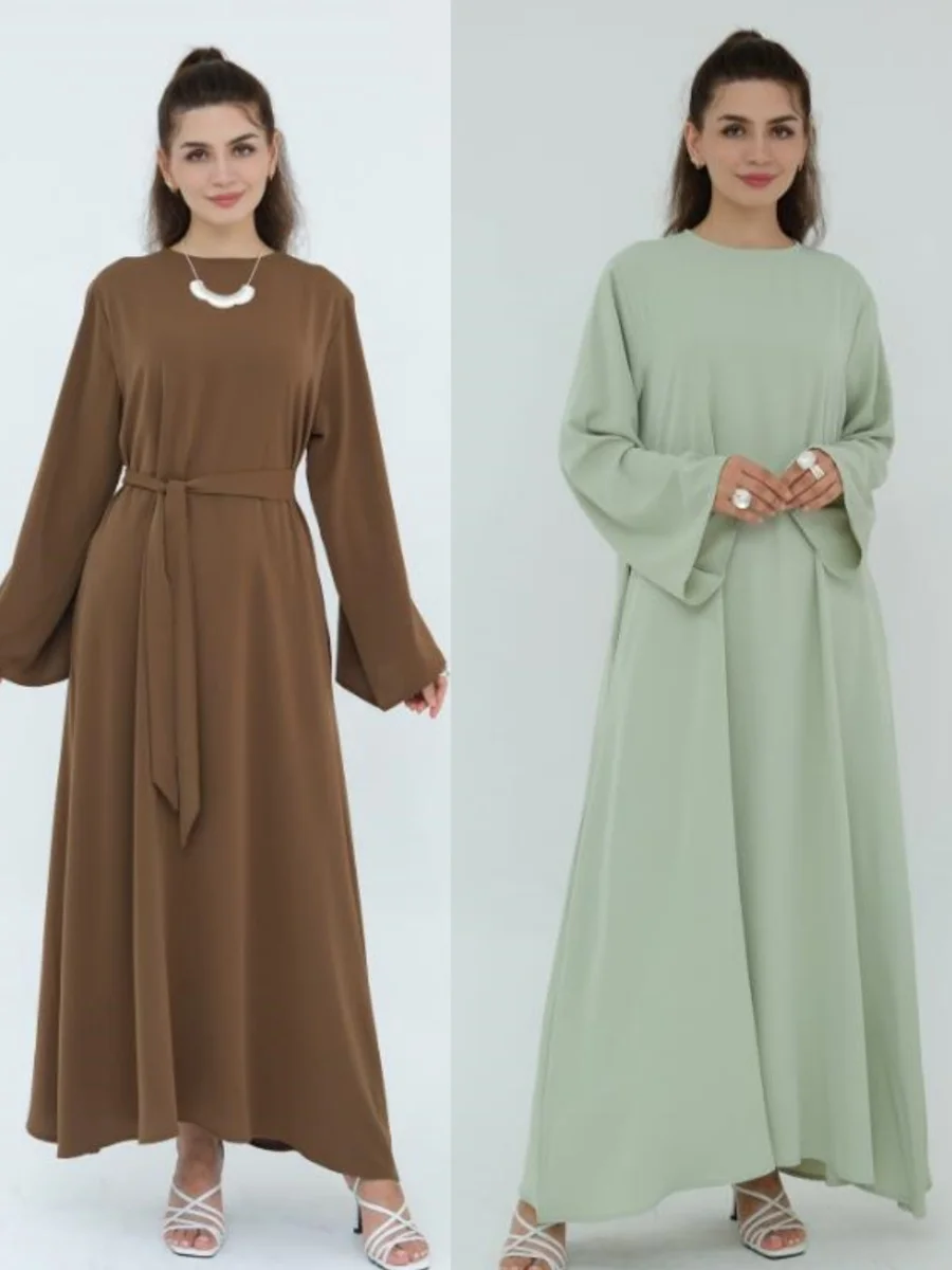 

Muslim Women Türkiye Dubai Abaya Long Dress Solid Modest Kaftan Prayer Robe Femme African Evening Dresses Islamic Clothing