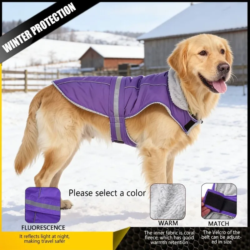 

Autumn and winter pet clothing, cotton clothing suitable for large dogs for outdoor activities, waterproof, cold resistant,warm.