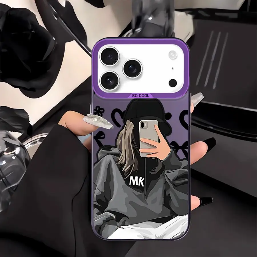 เคสสำหรับ iPhone 17Air 16 17 Pro Max 13 XS 14 XR 15 Plus 11 12 16e ฝาหลังโทรศัพท์ ลายคู่รักเท่ๆ