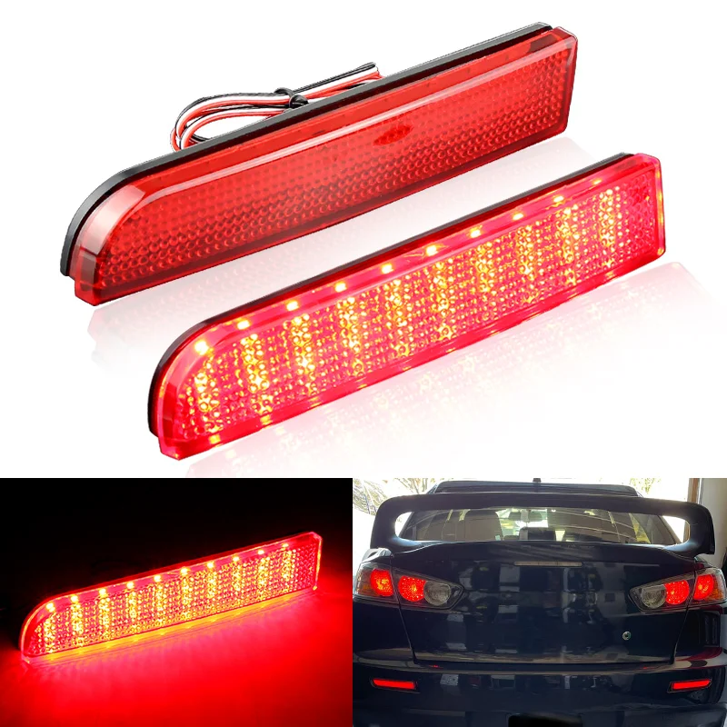 2pcs For Mitsubishi Lancer Evo X Outlander Red Rear Bumper Reflector Lights ,Tail/Brake Rear Fog Lamps and Warning Signal Lights