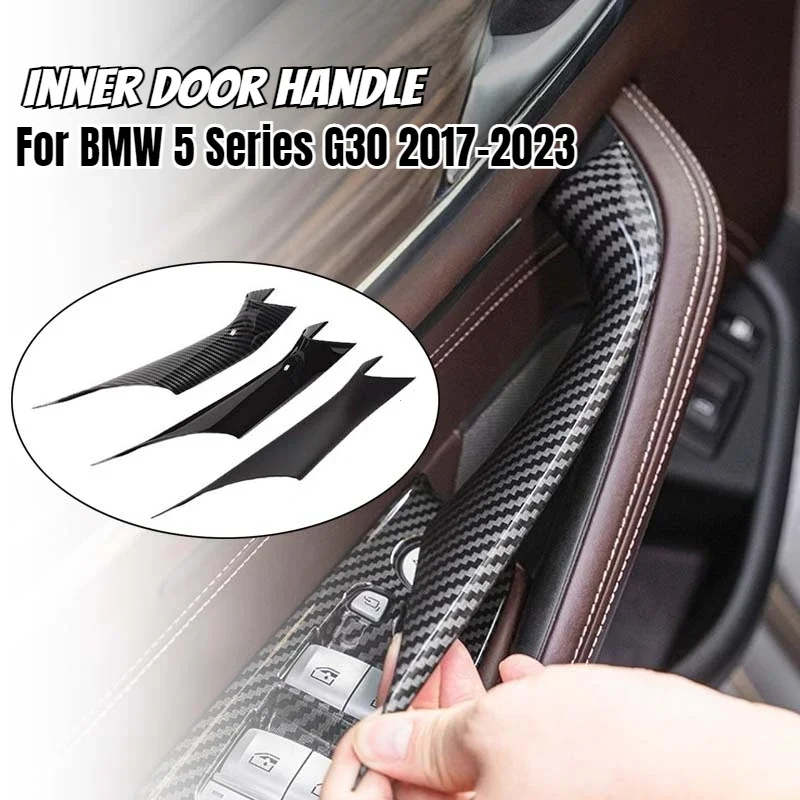 

ABS Carbon Look For BMW 5 Series G30 2017 2018 2019 2020 2021 2022 2023 Black Matte Inner Door Handle Pull Trim Cover