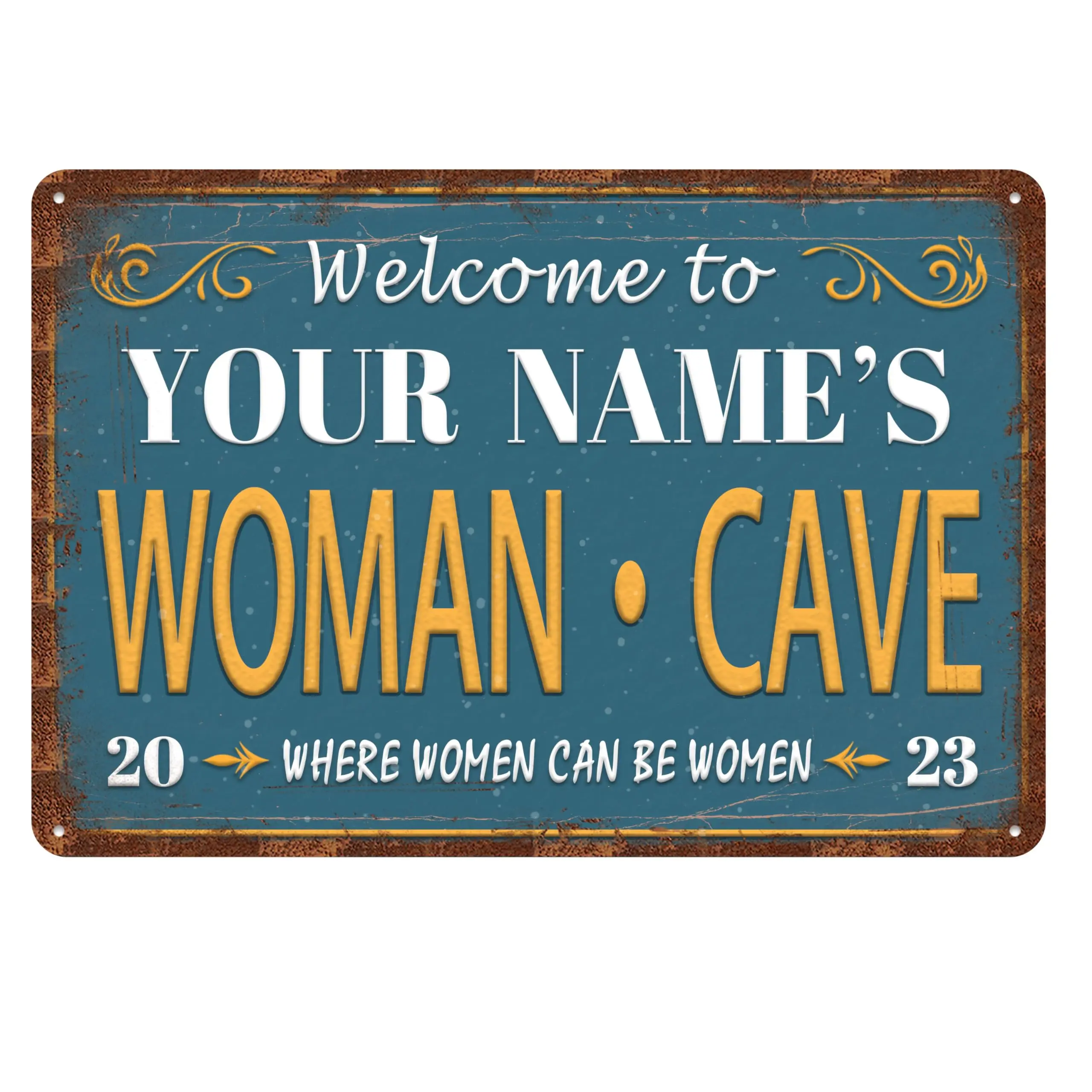 Custom Women Cave Metal Tin sign Personalized Name Aluminum Sign Retro Wall Decor