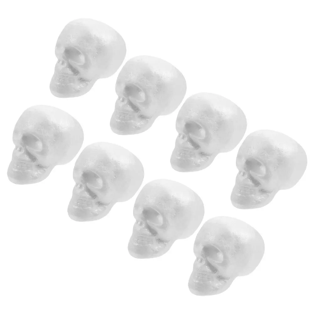 

8Pcs DIY Halloween Foam Skulls White Base Lightweight Polystyrene Indoor Outdoor Decor Skull Decor for Halloween