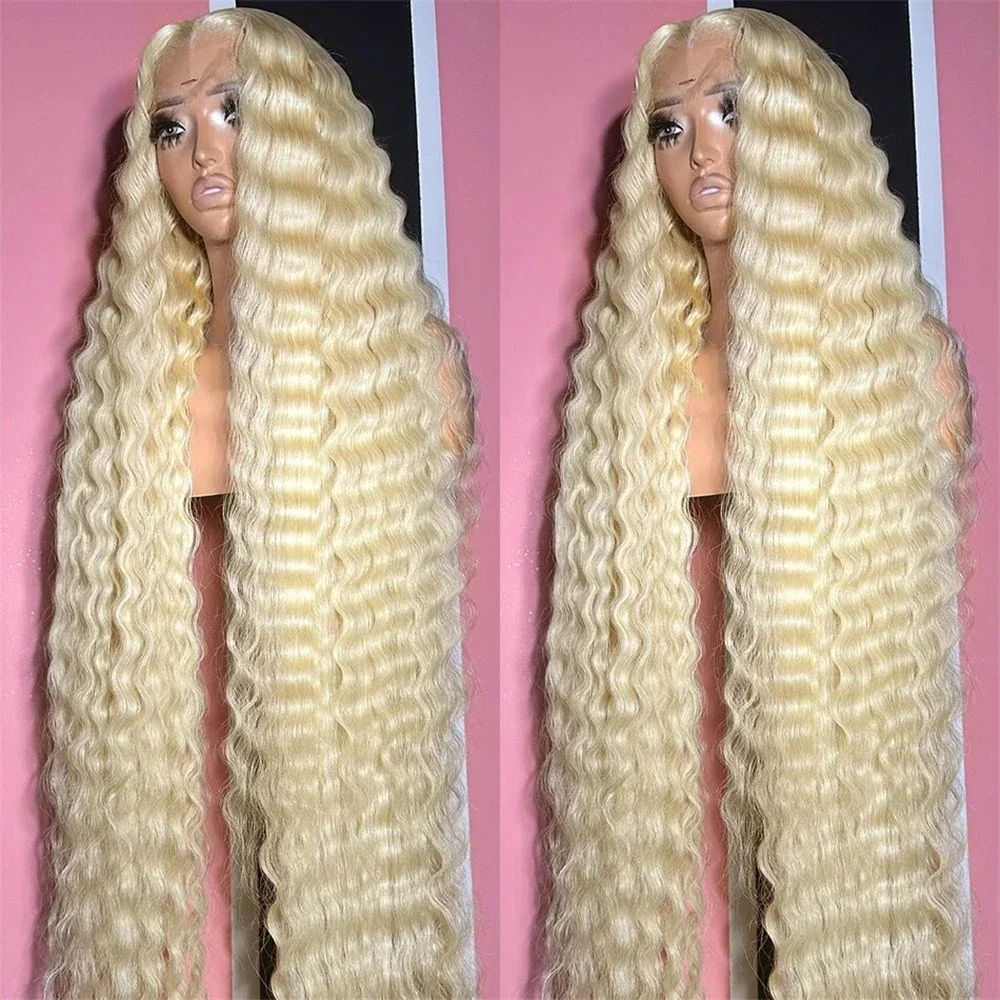 

30 40Inch Deep Wave Honey Blonde 13x6 Transparent Lace Front Human Hair Wigs Brazilian 100% human hair Curly Wave Wig For Woman