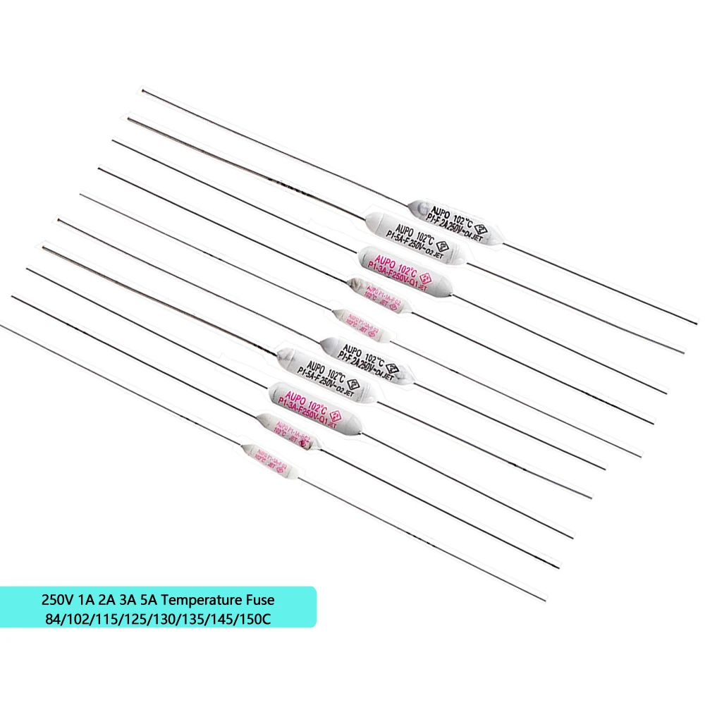 5PCS Temperature Fuse  250V 1A 2A 3A 5A  84/102/115/125/130/135/145/150C Degrees Fuse JET RF AUPO