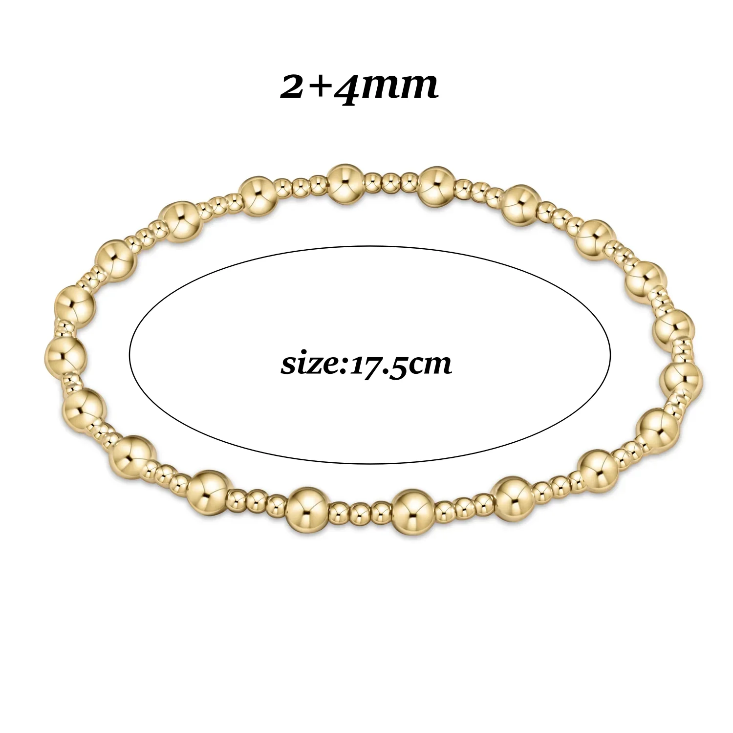 Goldperlen-Stretch-Armbänder für Damen, 18K vergoldet, stapelbar, modischer Schmuck, trendiges Accessoire für Party und Alltag. – Detail 18